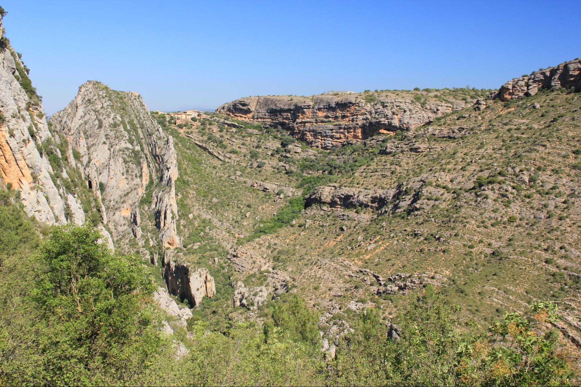 Discordancia progresiva afectando a materiales conglomeráticos en el Congosto de Ólvena (Huesca).<br>Conglomerate growth strata in “Congosto de Ólvena” (Huesca).